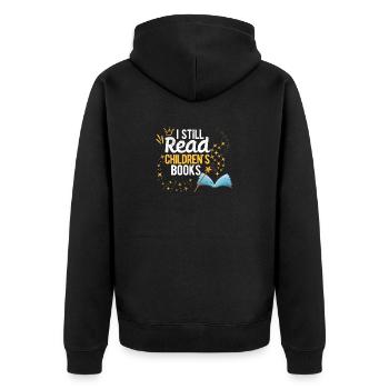 Ich lese immer noch Kinderbücher Schullehrer Nerd - Unisex Premium Bio Zip Hoodie - Schwarz - Hinten - Nico (187cm)