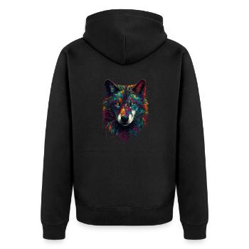 Spirit Animal Wolf - Unisex Premium Bio Zip Hoodie - Schwarz - Hinten - Nico (187cm)