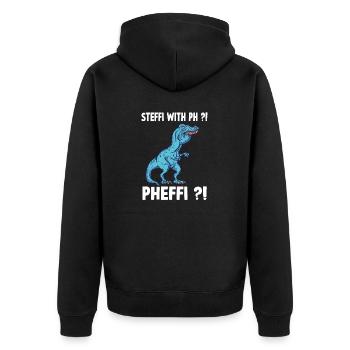 Steffi name shirt funny trex meme overbite - Unisex Premium Bio Zip Hoodie - Schwarz - Hinten - Nico (187cm)