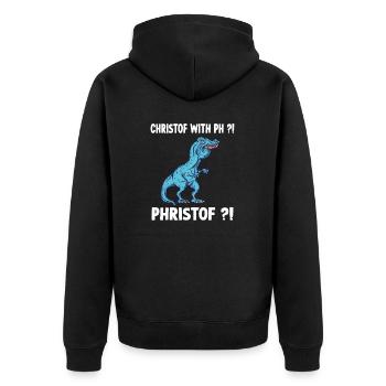 Christof T-Rex Overbite Meme Christof Name - Unisex Premium Organic Zip Hoodie - black - Back - Nico (187cm)