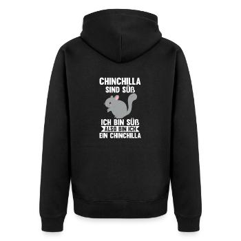Chinchilla sind süß ich bin süß also bin ich ein C - Unisex Premium Bio Zip Hoodie - Schwarz - Hinten - Nico (187cm)