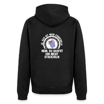 Ja das ist mein Chinchilla - Unisex Premium Bio Zip Hoodie - Schwarz - Hinten - Nico (187cm)