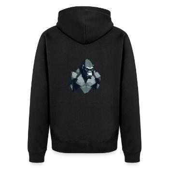 Polygon-Gorilla - Unisex Premium Bio Zip Hoodie - Schwarz - Hinten - Nico (187cm)