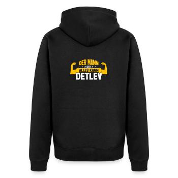 Detlev Der Mann Der Alles Kann Vorname Detlev - Unisex Premium Bio Zip Hoodie - Schwarz - Hinten - Nico (187cm)