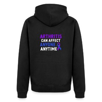 Arthritis can strike anyone at any time - Unisex Premium Organic Zip Hoodie - black - Back - Nico (187cm)