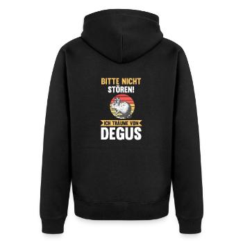 Bitte nicht stören ich träume von Degus - Unisex Premium Bio Zip Hoodie - Schwarz - Hinten - Nico (187cm)