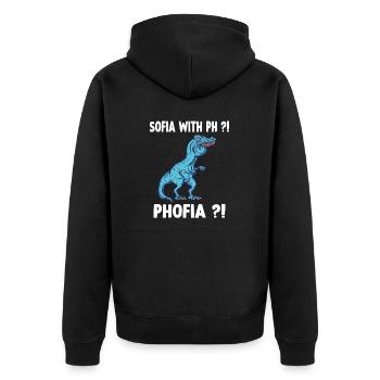 Sofia instead of Sophia Shirt Funny Trex Meme Over - Unisex Premium Organic Zip Hoodie - black - Back - Nico (187cm)