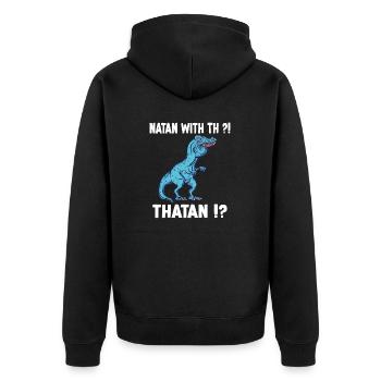 Nathan T-Rex Dinosaur Meme Dino Trex name - Unisex Premium Organic Zip Hoodie - black - Back - Nico (187cm)