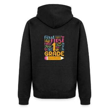 Typography Team of the 1st Grade Teacher of the First Grade - Unisex Premium Organic Zip Hoodie - black - Back - Nico (187cm)
