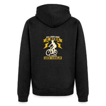 Ein Leben ohne E-Bike ist möglich aber sinnlos EBi - Unisex Premium Bio Zip Hoodie - Schwarz - Hinten - Nico (187cm)