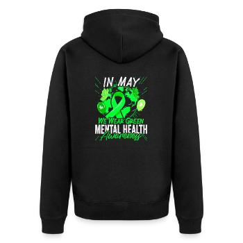 Nous portons un jumelage vert de sensibilisation à la santé mentale - Veste à capuche bio Premium Unisexe - noir - Dos - Nico (187cm)