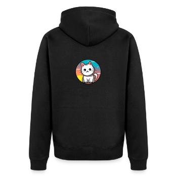 Mignon chat Coucher de soleil design blanc - Veste à capuche bio Premium Unisexe - noir - Dos - Nico (187cm)