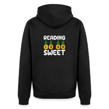 Lesen ist so süß Buchliebhaber Ananasleser Lehrer - Unisex Premium Bio Zip Hoodie - Schwarz - Hinten - Nico (187cm)