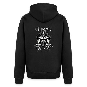 Viking Fitness Motif Northman Warrior Vikings - Unisex Premium Organic Zip Hoodie - black - Back - Nico (187cm)
