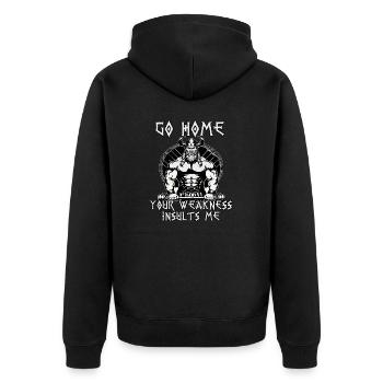 Wikinger Fan Sportler Nordmann Krieger Wikinger - Unisex Premium Bio Zip Hoodie - Schwarz - Hinten - Nico (187cm)