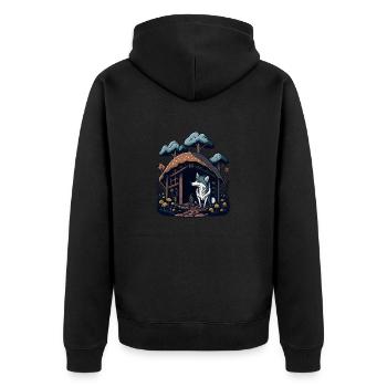 Pilz Home Wolf - Unisex Premium Bio Zip Hoodie - Schwarz - Hinten - Nico (187cm)