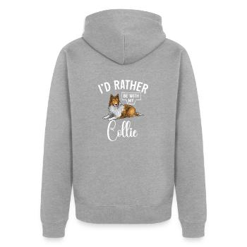 Longhair Collie Rough Collie Dog - Unisex Premium Organic Zip Hoodie - heather grey - Back - Nico (187cm)