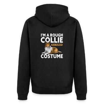 Collie à poil long Collie rugueux Chien - Veste à capuche bio Premium Unisexe - noir - Dos - Nico (187cm)