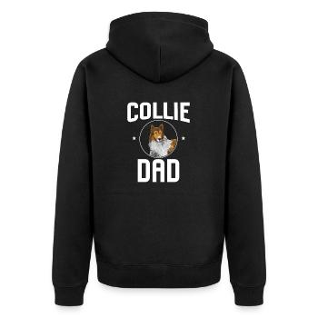 Langhaarcollie Rough Collie Hund - Unisex Premium Bio Zip Hoodie - Schwarz - Hinten - Nico (187cm)
