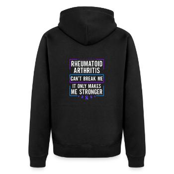 Rheumatoid arthritis can't break me - Unisex Premium Organic Zip Hoodie - black - Back - Nico (187cm)