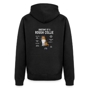 Langhaarcollie Rough Collie Hund - Unisex Premium Bio Zip Hoodie - Schwarz - Hinten - Nico (187cm)
