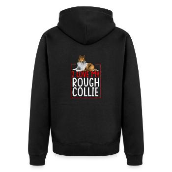 Collie à poil long Collie rugueux Chien - Veste à capuche bio Premium Unisexe - noir - Dos - Nico (187cm)