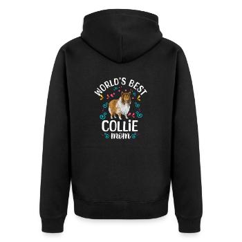 Collie à poil long Collie rugueux Chien - Veste à capuche bio Premium Unisexe - noir - Dos - Nico (187cm)