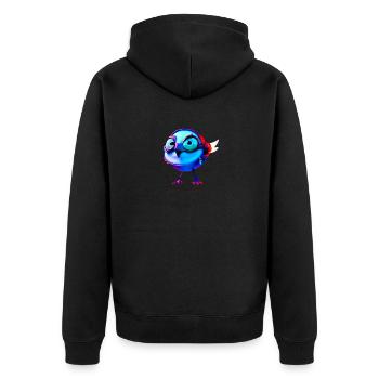 Cute Chick Chicken Hen Robot Cyborg Blue - Unisex Premium Organic Zip Hoodie - black - Back - Nico (187cm)