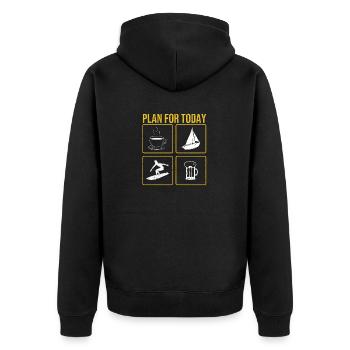 Plan for Today Coffee Boat Wave Wakeboard Beer - Unisex Premium Organic Zip Hoodie - black - Back - Nico (187cm)