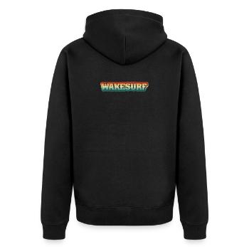 Wakesurf Wake Surf Surfen Retro Farben Vintage - Unisex Premium Bio Zip Hoodie - Schwarz - Hinten - Nico (187cm)
