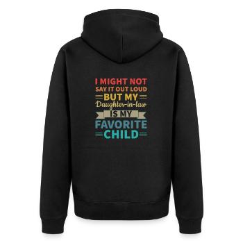Meine Schwiegertochter ist mein Lieblingskind - Unisex Premium Bio Zip Hoodie - Schwarz - Hinten - Nico (187cm)