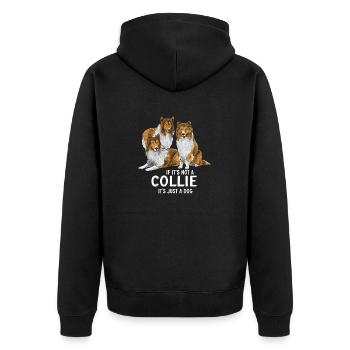 Langhaarcollie Rough Collie Hund - Unisex Premium Bio Zip Hoodie - Schwarz - Hinten - Nico (187cm)