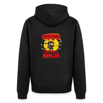 Ninja Birthday Party Grandpa Of The Birthday Ninja - Unisex Premium Organic Zip Hoodie - black - Back - Nico (187cm)
