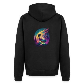 Galaktischer Surfer - Unisex Premium Bio Zip Hoodie - Schwarz - Hinten - Nico (187cm)