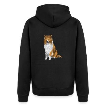 Collie à poil long Collie rugueux Chien - Veste à capuche bio Premium Unisexe - noir - Dos - Nico (187cm)