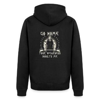 Deadlift Wikinger Nordischer Krieger Wikinger - Unisex Premium Bio Zip Hoodie - Schwarz - Hinten - Nico (187cm)