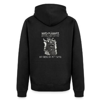 Heidnischer Wikinger Nordischer Krieger Wikinger - Unisex Premium Bio Zip Hoodie - Schwarz - Hinten - Nico (187cm)