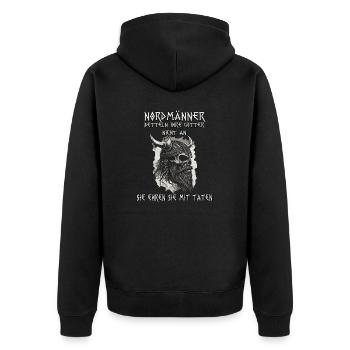 Wikinger Heiden Nordmänner Heidnisches Wikinger - Unisex Premium Bio Zip Hoodie - Schwarz - Hinten - Nico (187cm)