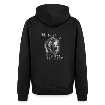 Dunkler Buhurt Ritter Wettkampf Turnier Krieger - Unisex Premium Bio Zip Hoodie - Schwarz - Hinten - Nico (187cm)