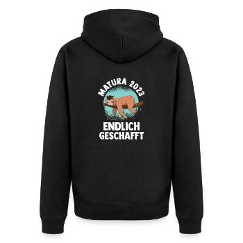 Maturant 2023 Abschluss Faultier Matura - Unisex Premium Bio Zip Hoodie - Schwarz - Hinten - Nico (187cm)