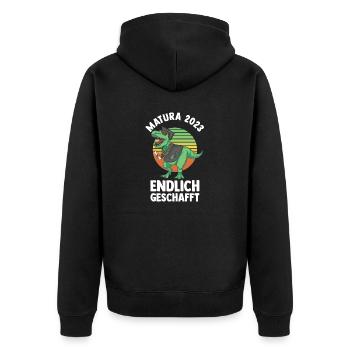 Maturant 2023 Abschluss Dinosaurier Matura - Unisex Premium Bio Zip Hoodie - Schwarz - Hinten - Nico (187cm)