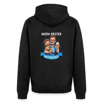Mein erster Vatertag - Unisex Premium Bio Zip Hoodie - Schwarz - Hinten - Nico (187cm)