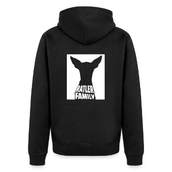 Ratler family - Unisex Premium Organic Zip Hoodie - black - Back - Nico (187cm)