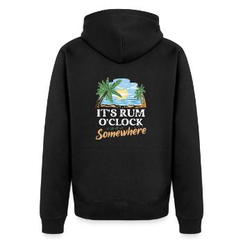 It's Rum O'Clock Somewhere Alcohol Drinking - Unisex Premium Bio Zip Hoodie - Schwarz - Hinten - Nico (187cm)