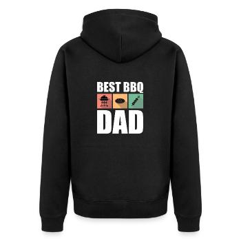 BBQ Daddy Joke BBQ Grill Daddy - Unisex Premium Organic Zip Hoodie - black - Back - Nico (187cm)