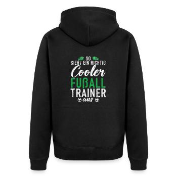 So sieht ein richtig cooler Fußball Trainer aus - Unisex Premium Bio Zip Hoodie - Schwarz - Hinten - Nico (187cm)