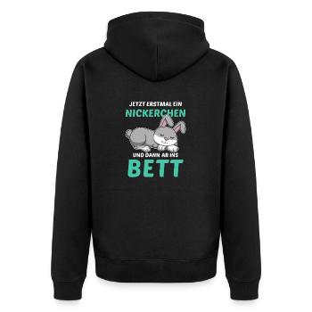 Schlafmütze Faulenzen Schlafen Pyjama Hase - Unisex Premium Bio Zip Hoodie - Schwarz - Hinten - Nico (187cm)