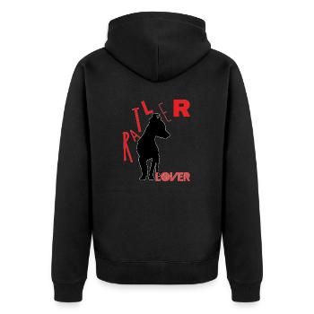 Ratler-Liebhaber - Unisex Premium Bio Zip Hoodie - Schwarz - Hinten - Nico (187cm)