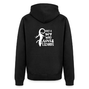 Just A Boy Who Loves Lizards Reptile Lizard Lover - Unisex Premium Bio Zip Hoodie - Schwarz - Hinten - Nico (187cm)