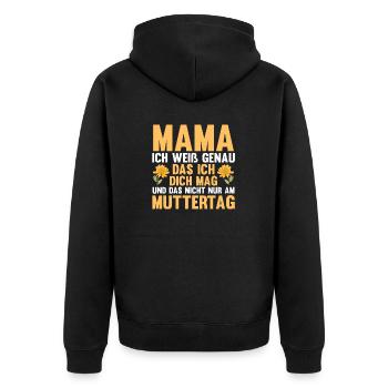 Mutter Muttertag Mama - Unisex Premium Bio Zip Hoodie - Schwarz - Hinten - Nico (187cm)